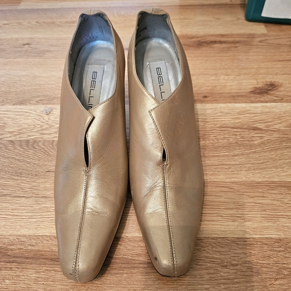Belini Gold Metallic Leather Heeled Bootie Size 7.5 - Picture 2 of 7